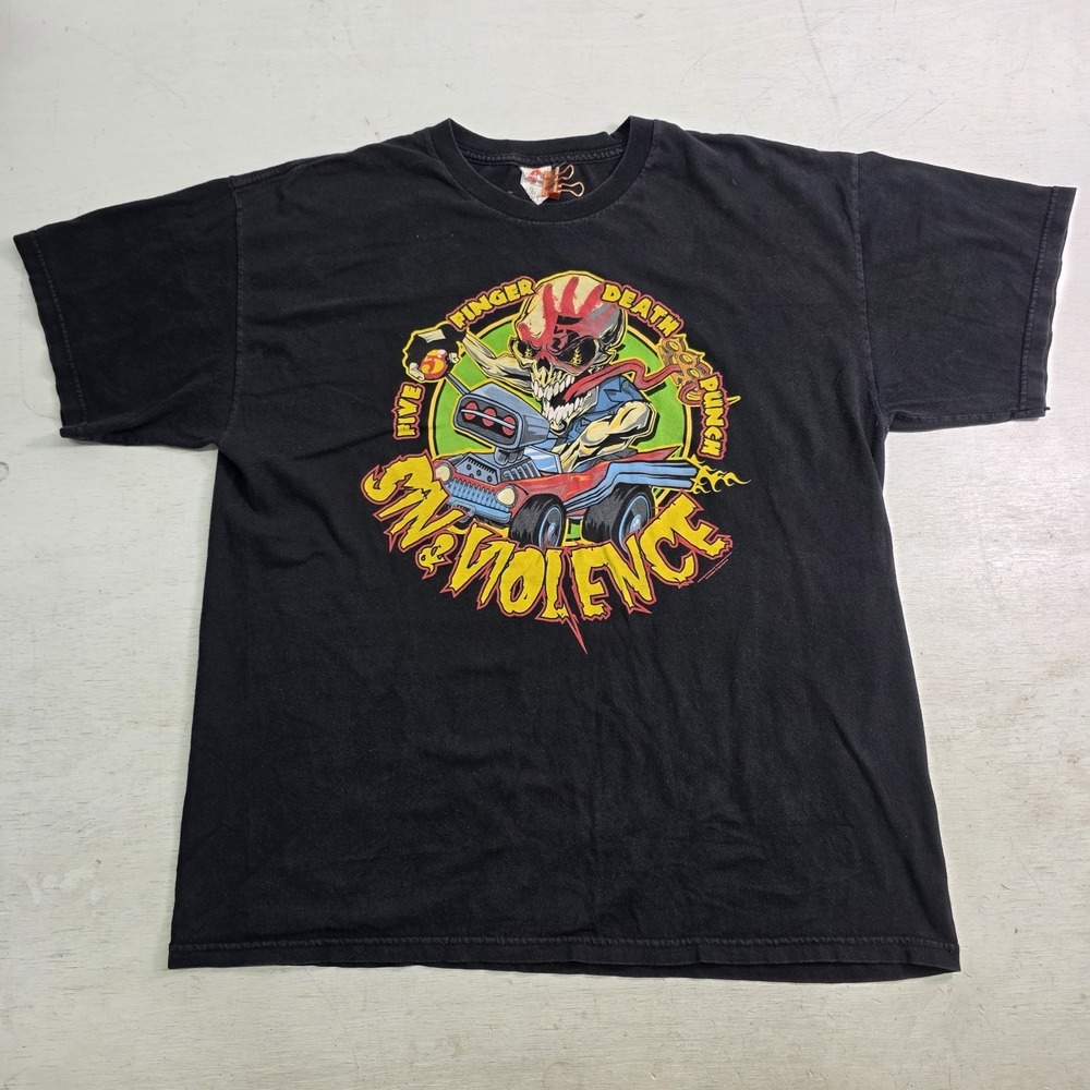 Five Finger Death Punch "Sin & Violence" 2013 Black Band Tour T-Shirt Men's XL
